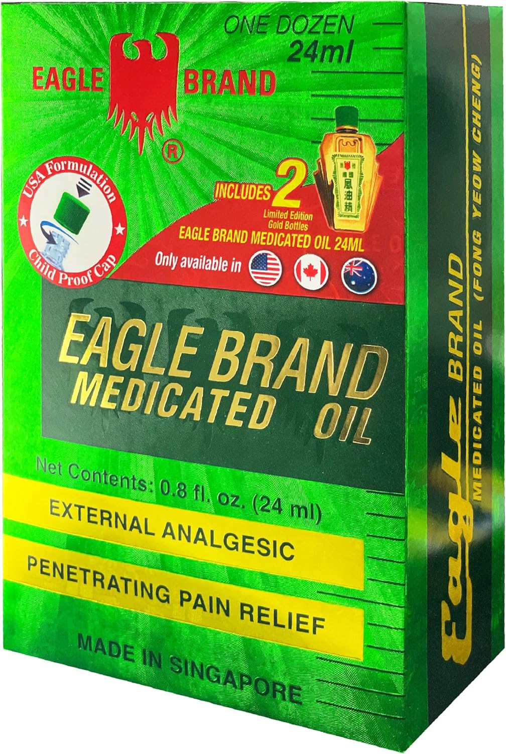 Eagle Brand Medicated Oil Dozen Pack, TET 2024 Limited Edition Pack with 2 free Roll-Ons (Dầu Gió Con Ó)