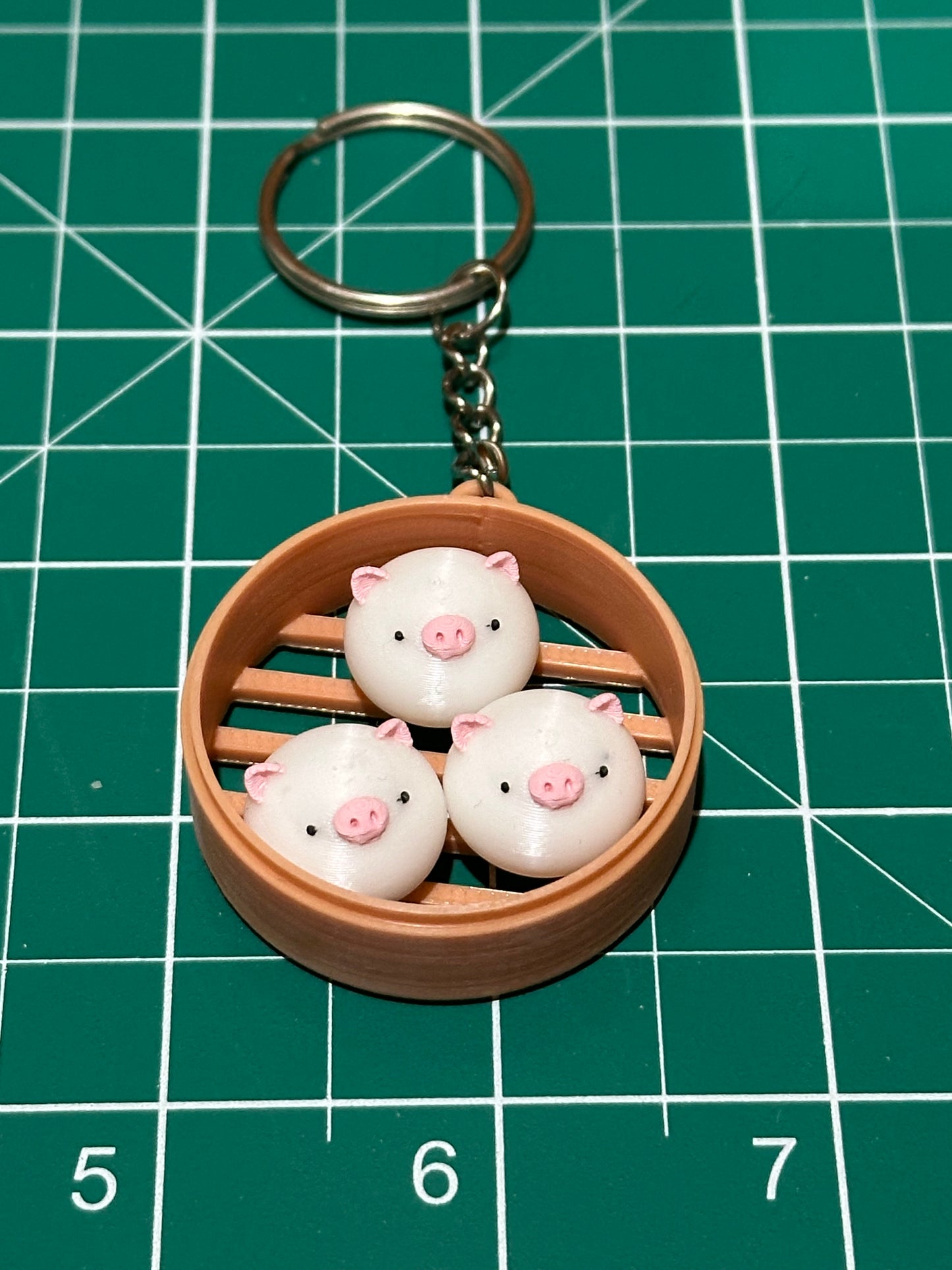 Cute Animal in Dim Sum Tray Keychains