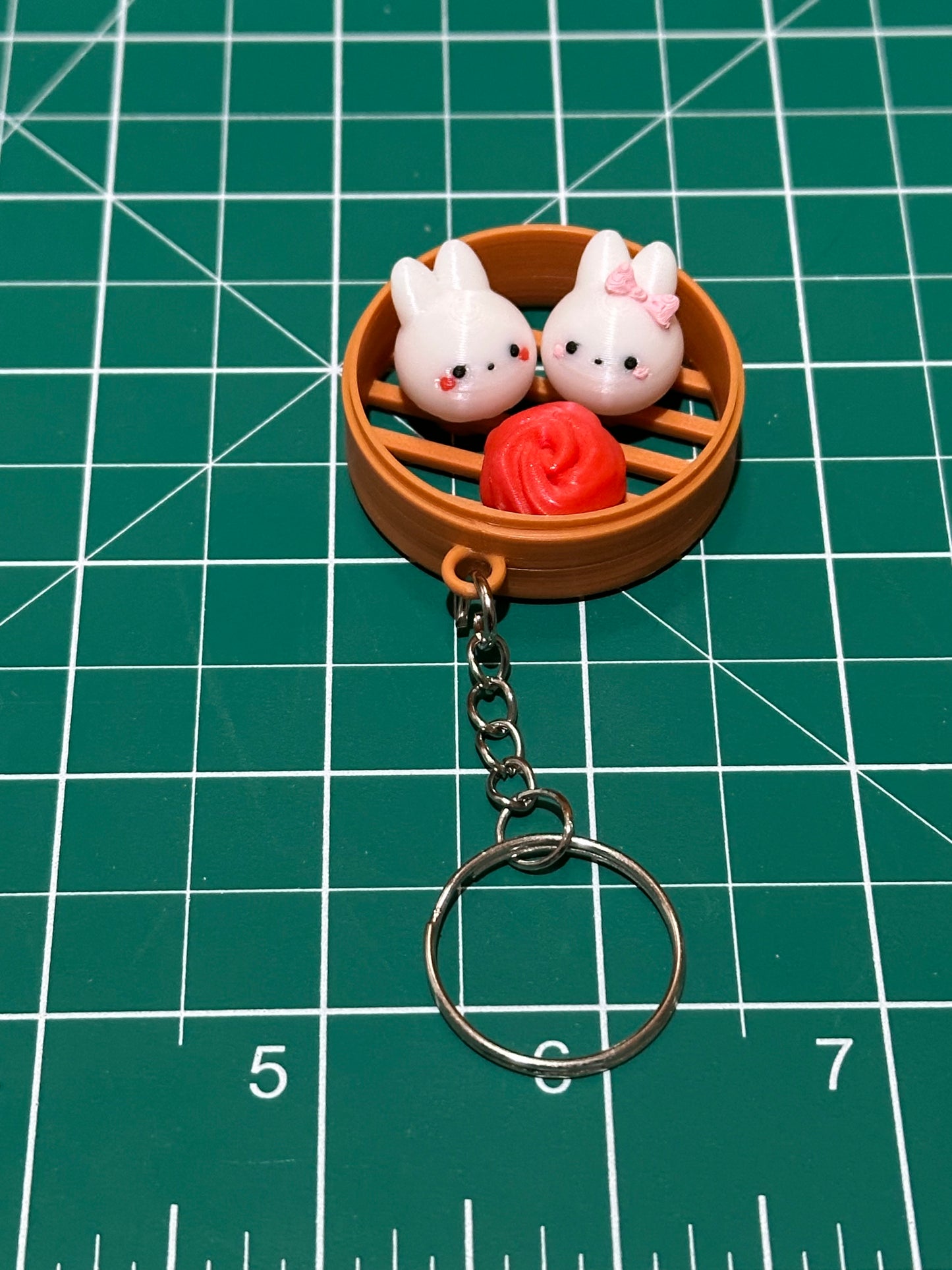 Cute Animal in Dim Sum Tray Keychains