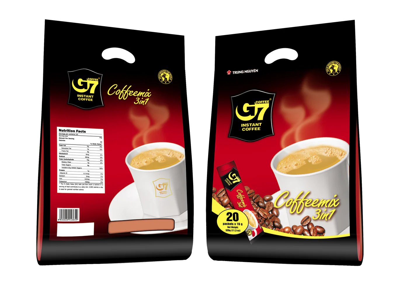 Trung Nguyen Coffee G7 3-in-1 Instant Coffee - 20 Sticks (Cà Phê Trung Nguyên)