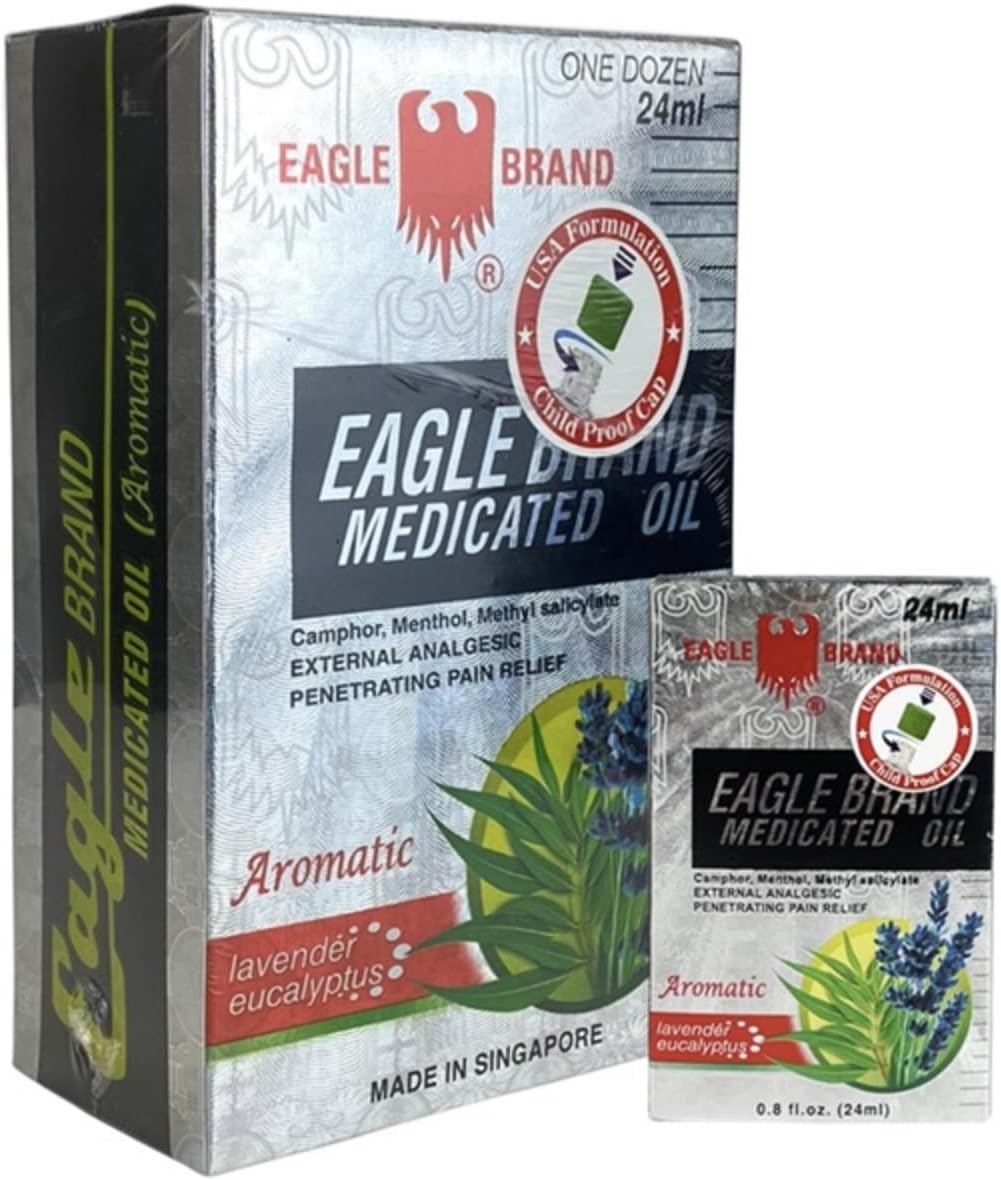 Eagle Brand Medicated Oil, Aromatic - Lavender Eucalyptus - One Dozen (Dầu Gió Con Ó)