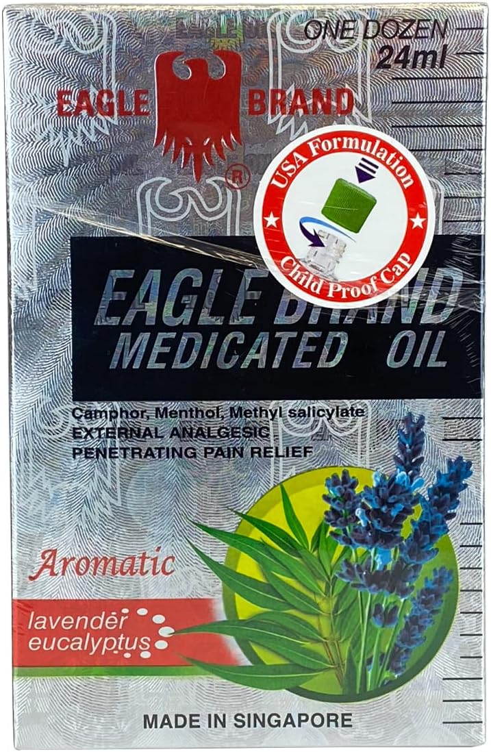 Eagle Brand Medicated Oil, Aromatic - Lavender Eucalyptus - One Dozen (Dầu Gió Con Ó)