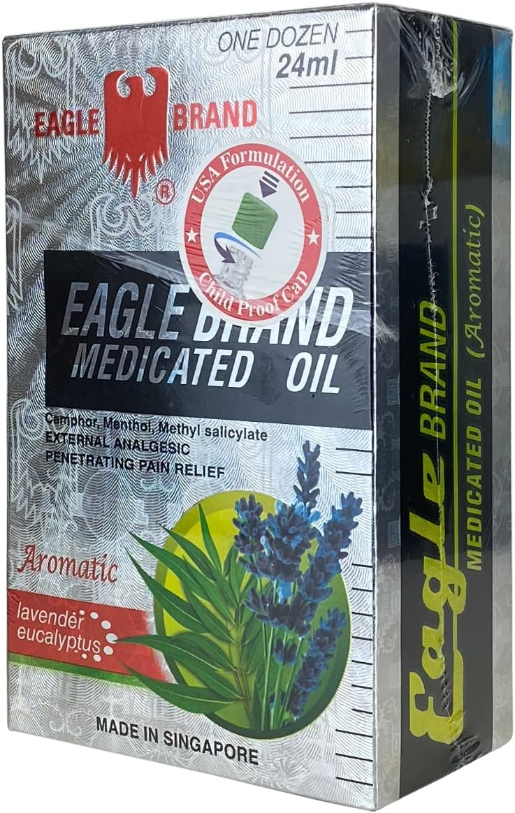 Eagle Brand Medicated Oil, Aromatic - Lavender Eucalyptus - One Dozen (Dầu Gió Con Ó)