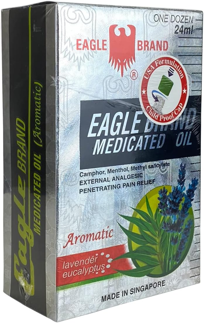 Eagle Brand Medicated Oil, Aromatic - Lavender Eucalyptus - One Dozen (Dầu Gió Con Ó)