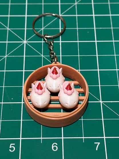 Cute Animal in Dim Sum Tray Keychains