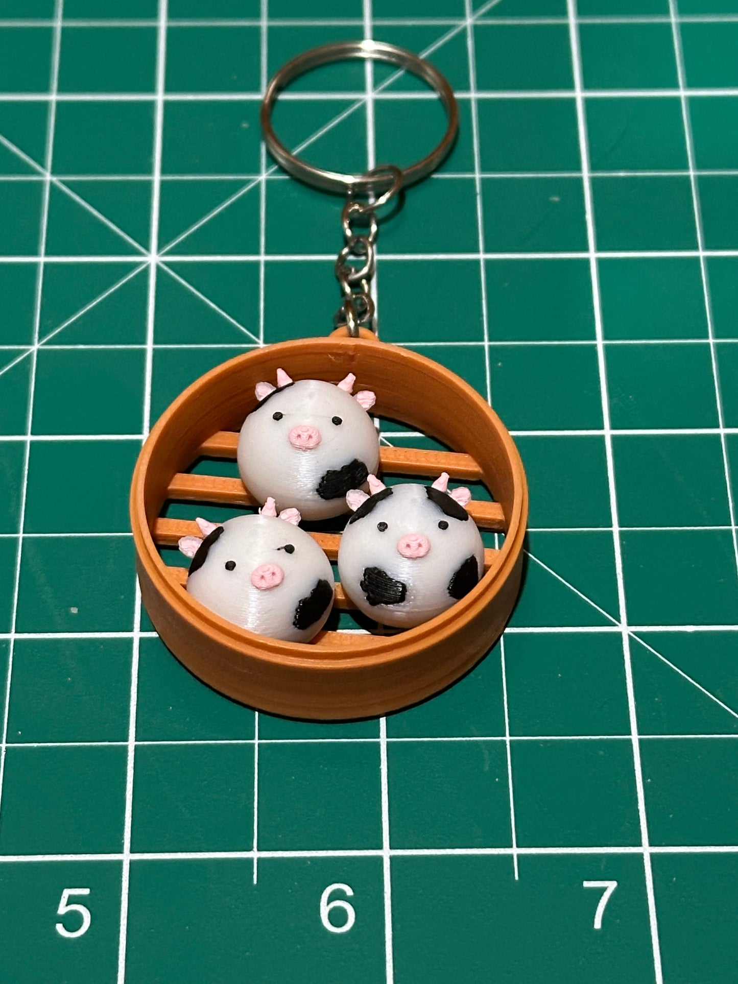 Cute Animal in Dim Sum Tray Keychains