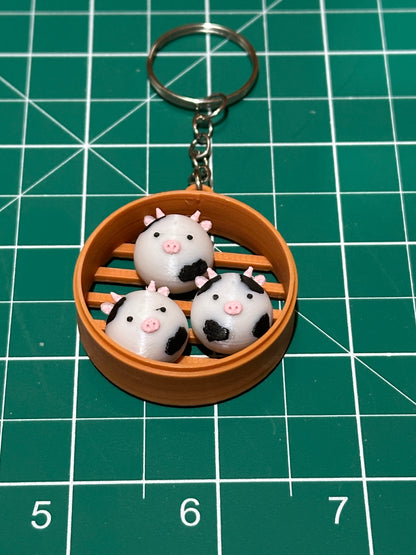 Cute Animal in Dim Sum Tray Keychains
