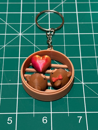 Cute Animal in Dim Sum Tray Keychains