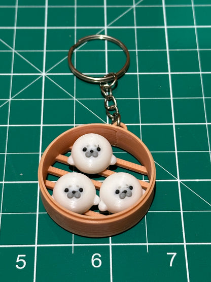 Cute Animal in Dim Sum Tray Keychains