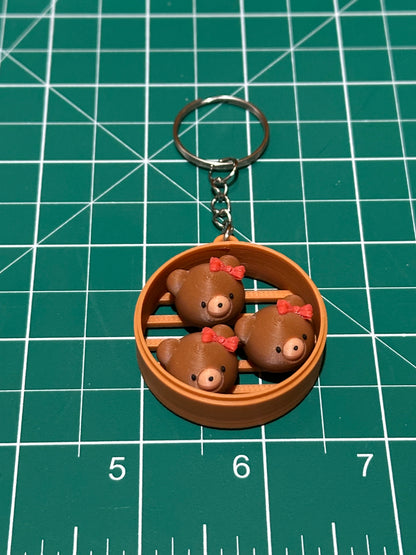 Cute Animal in Dim Sum Tray Keychains