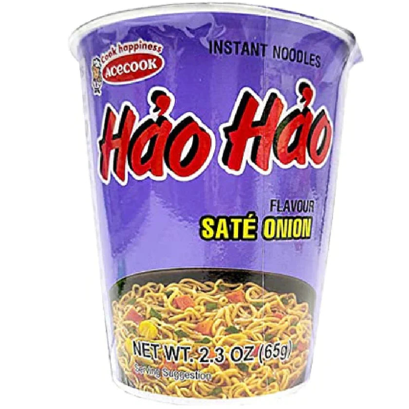 Acecook Hao Hao Sate Onion Flavor Instant Noodles Cup - 2.3oz (Mì Ly Sa Tế Hành Hảo Hảo)