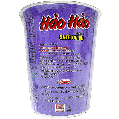 Acecook Hao Hao Sate Onion Flavor Instant Noodles Cup - 2.3oz (Mì Ly Sa Tế Hành Hảo Hảo)