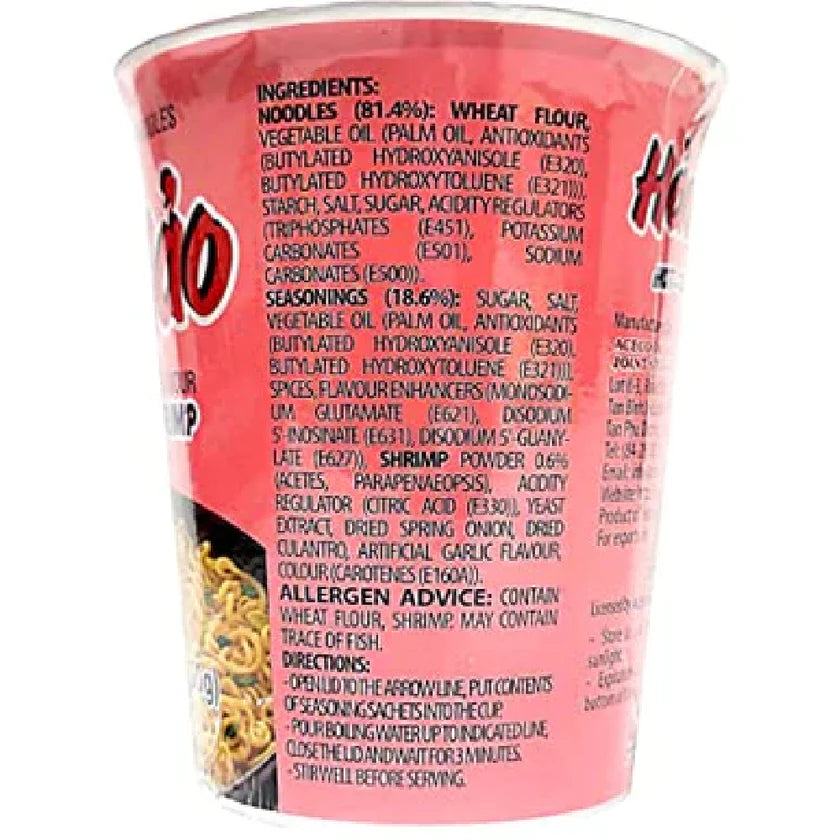 Acecook Hao Hao Hot & Sour Shrimp Flavor Instant Noodles Cup - 2.5oz (Mì Ly Tôm Chua Cay Hảo Hảo)